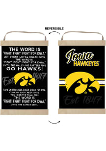 KH Sports Fan Iowa Hawkeyes Fight Song Reversible Banner Sign - Black