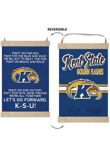 KH Sports Fan Kent State Golden Flashes Fight Song Reversible Banner Sign - Navy Blue
