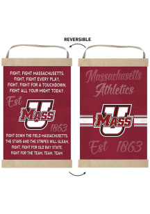 KH Sports Fan Massachusetts Minutemen Fight Song Reversible Banner Sign - Red