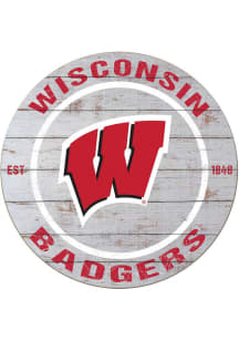 KH Sports Fan Wisconsin Badgers 20x20 Weathered Circle Sign - Grey