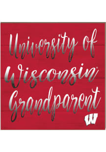 KH Sports Fan Wisconsin Badgers 10in x 10in Grandparents Sign - Cardinal