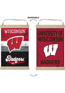 KH Sports Fan Wisconsin Badgers Reversible Retro Banner Sign - Cardinal