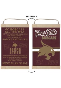 KH Sports Fan Texas State Bobcats Fight Song Reversible Banner Sign - Red