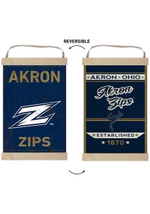 KH Sports Fan Akron Zips Faux Rusted Reversible Banner Sign - Blue