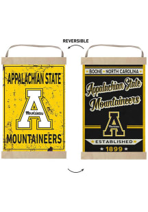 KH Sports Fan Appalachian State Mountaineers Faux Rusted Reversible Banner Sign - Black