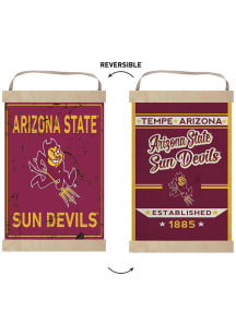 KH Sports Fan Arizona State Sun Devils Faux Rusted Reversible Banner Sign - Red