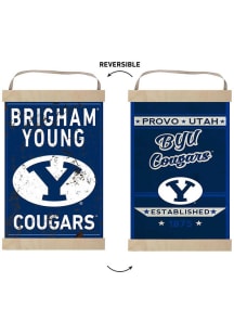 KH Sports Fan BYU Cougars Faux Rusted Reversible Banner Sign - Blue