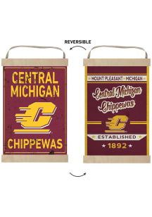 KH Sports Fan Central Michigan Chippewas Faux Rusted Reversible Banner Sign - Red