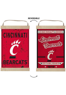 KH Sports Fan Cincinnati Bearcats Faux Rusted Reversible Banner Sign - Red