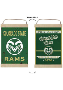 KH Sports Fan Colorado State Rams Faux Rusted Reversible Banner Sign - Green