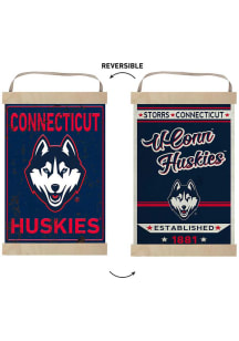 KH Sports Fan UConn Huskies Faux Rusted Reversible Banner Sign - White