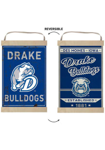 KH Sports Fan Drake Bulldogs Faux Rusted Reversible Banner Sign - Blue