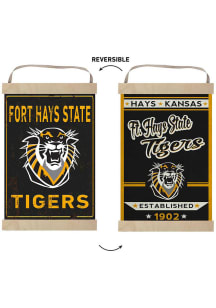 KH Sports Fan Fort Hays State Tigers Faux Rusted Reversible Banner Sign - Black