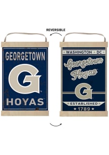 KH Sports Fan Georgetown Hoyas Faux Rusted Reversible Banner Sign - Blue