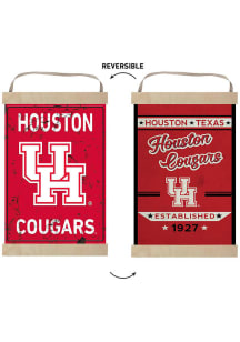 KH Sports Fan Houston Cougars Faux Rusted Reversible Banner Sign - Red