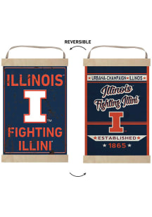 KH Sports Fan Illinois Fighting Illini Faux Rusted Reversible Banner Sign - Orange