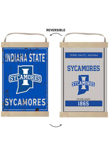 KH Sports Fan Indiana State Sycamores Faux Rusted Reversible Banner Sign - Blue