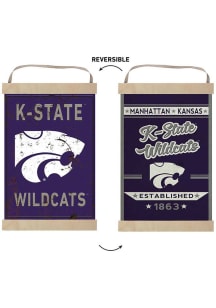 KH Sports Fan K-State Wildcats Faux Rusted Reversible Banner Sign - Purple