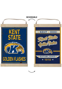 KH Sports Fan Kent State Golden Flashes Faux Rusted Reversible Banner Sign - Navy Blue