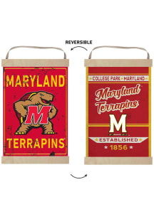 KH Sports Fan Maryland Terrapins Faux Rusted Reversible Banner Sign - Red