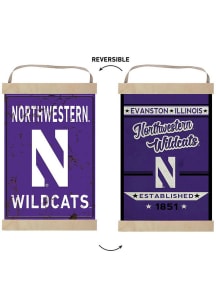 KH Sports Fan Northwestern Wildcats Faux Rusted Reversible Banner Sign - Purple