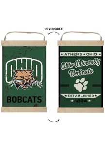 KH Sports Fan Ohio Bobcats Faux Rusted Reversible Banner Sign - Green