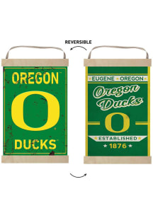 KH Sports Fan Oregon Ducks Faux Rusted Reversible Banner Sign - Green