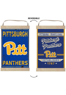 KH Sports Fan Pitt Panthers Faux Rusted Reversible Banner Sign - Gold