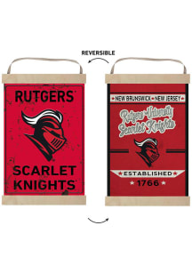 KH Sports Fan Rutgers Scarlet Knights Faux Rusted Reversible Banner Sign - Red