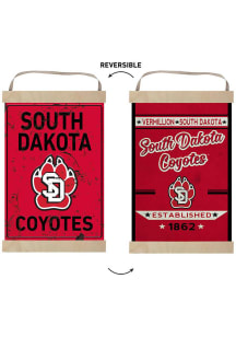 KH Sports Fan South Dakota Coyotes Faux Rusted Reversible Banner Sign - Red