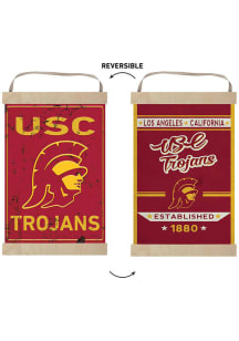 KH Sports Fan USC Trojans Faux Rusted Reversible Banner Sign - Red