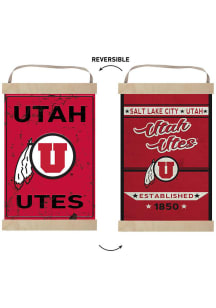 KH Sports Fan Utah Utes Faux Rusted Reversible Banner Sign - Red