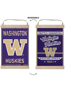 KH Sports Fan Washington Huskies Faux Rusted Reversible Banner Sign - Purple