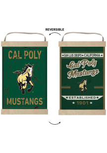 KH Sports Fan Cal Poly Mustangs Faux Rusted Reversible Banner Sign - Green