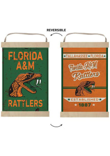 KH Sports Fan Florida A&M Rattlers Faux Rusted Reversible Banner Sign - Orange