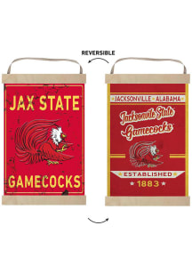 KH Sports Fan Jacksonville State Gamecocks Faux Rusted Reversible Banner Sign - Red