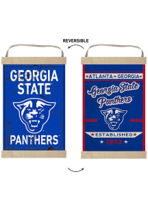 KH Sports Fan Georgia State Panthers Faux Rusted Reversible Banner Sign - Blue
