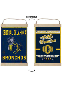 KH Sports Fan Central Oklahoma Bronchos Faux Rusted Reversible Banner Sign - Navy Blue