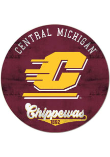 KH Sports Fan Central Michigan Chippewas 20x20 Retro Multi Color Circle Sign - Red