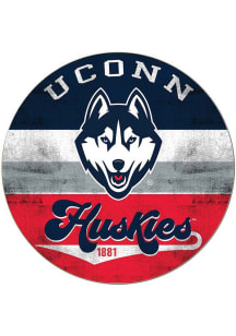KH Sports Fan UConn Huskies 20x20 Retro Multi Color Circle Sign - White