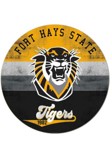 KH Sports Fan Fort Hays State Tigers 20x20 Retro Multi Color Circle Sign - Black