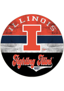 KH Sports Fan Illinois Fighting Illini 20x20 Retro Multi Color Circle Sign - Orange