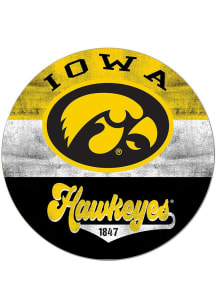 KH Sports Fan Iowa Hawkeyes 20x20 Retro Multi Color Circle Sign - Black