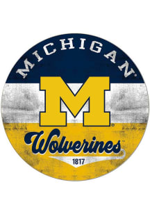 KH Sports Fan Michigan Wolverines 20x20 Retro Multi Color Circle Sign - Blue