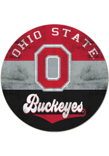 KH Sports Fan Ohio State Buckeyes 20x20 Retro Multi Color Circle Sign - Red