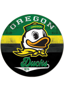 KH Sports Fan Oregon Ducks 20x20 Retro Multi Color Circle Sign - Green