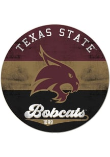 KH Sports Fan Texas State Bobcats 20x20 Retro Multi Color Circle Sign - Red