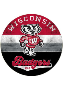 KH Sports Fan Wisconsin Badgers 20x20 Retro Multi Color Circle Sign - Red
