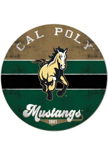 KH Sports Fan Cal Poly Mustangs 20x20 Retro Multi Color Circle Sign - Green