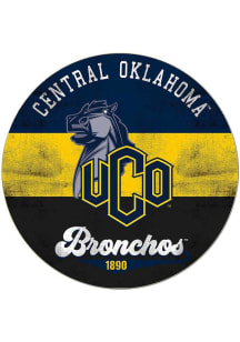 KH Sports Fan Central Oklahoma Bronchos 20x20 Retro Multi Color Circle Sign - Navy Blue